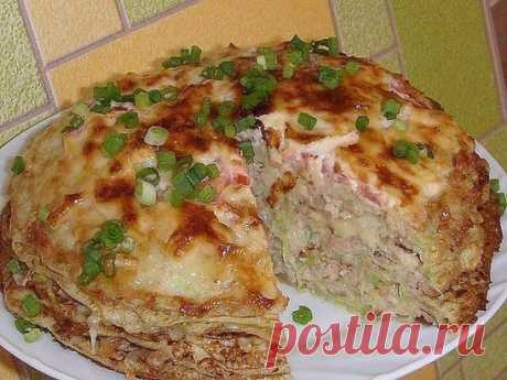 Кабачково-сырный тортик с мясом - просто объедение!