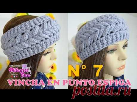 Como tejer la Vincha N° 7, diadema, banda, cintillo, tiara o turbante a crochet en PUNTO ESPIGA