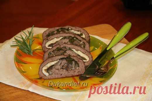 Мясной рулет с грибами и омлетом | Диета Дюкана