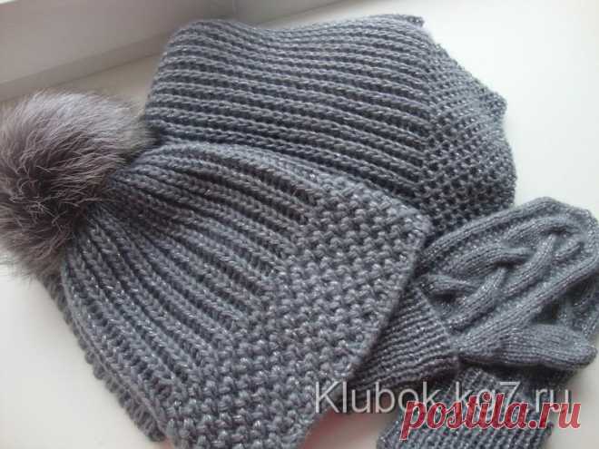 Комплект спицами - шапка и шарф | Клубок