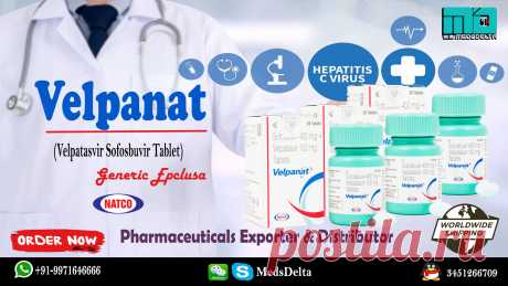 Buy Velpanat Tablet Velpatasvir Sofosbuvir from MedsDelta Online Exporter &amp; Supplier offering Hepatitis C Medication online at discounted prices. Velpanat manufactured by Natco Pharma, Velpanat is a mix of two antiviral meds Sofosbuvir (400mg) and Velpatasvir (100mg) at moderate cost with quick conveyance administrations. Call/WhatsApp: +91–9971646666, QQ: 3451266709 for purchase Velpanat Velpatasvir Sofosbuvir Natco.