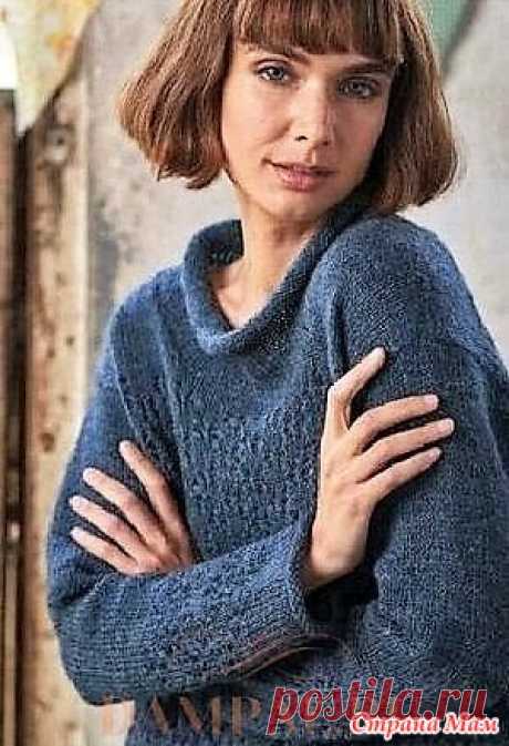 Пуловер «Saima». Спицы. Женский пуловер в молодёжном стиле