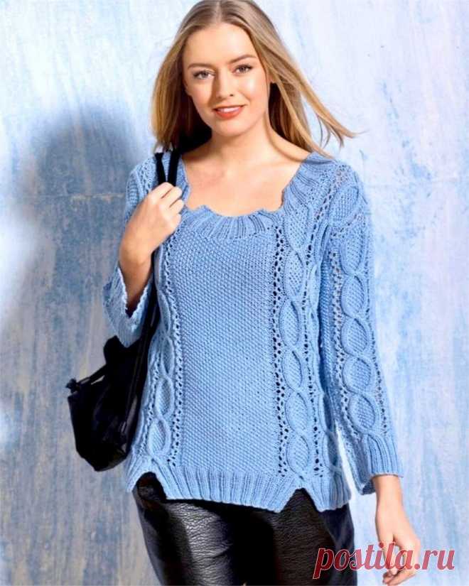 Узорчатый джемпер спицами. / knittingideas.ru