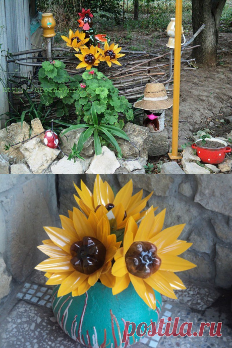 Подсолнух из пластиковых бутылок