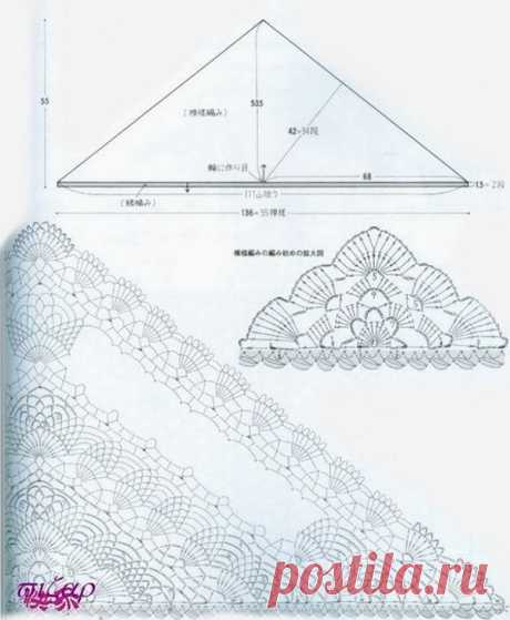 Схема вязания шали крючком