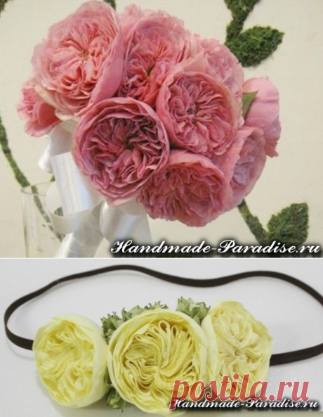 Английская роза Дэвида Остина из ткани - Handmade-Paradise