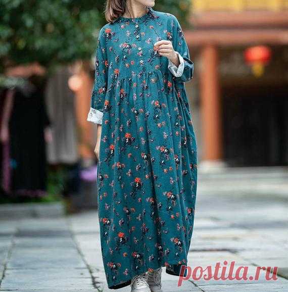 Women Cotton long dresses plus size boho maxi dress skater | Etsy Description: While choosing a dress, it is important that you select something that will keep you cool and also will look good on you. Something that is stunning and fun to wear. This blue floral womens dress was designed to be your go-to dress because it is sure to keep you cozy and stylish all day