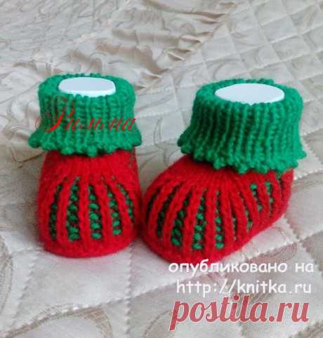 Пинетки Ягодки. Работа Риммы, Вязание для детей