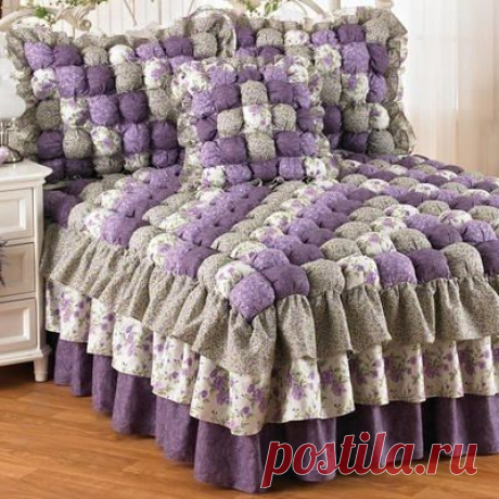 (426) Pinterest - Лоскутное шитье. Мягкое одеяло из пуфиков. | Схемы для одеял
