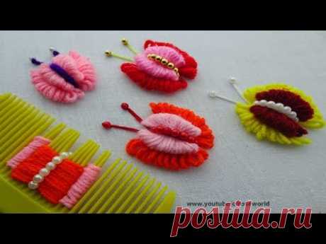 Hand Embroidery Amazing Trick| double layer Butterfly Embroidery Trick| super Easy Sewing Hack