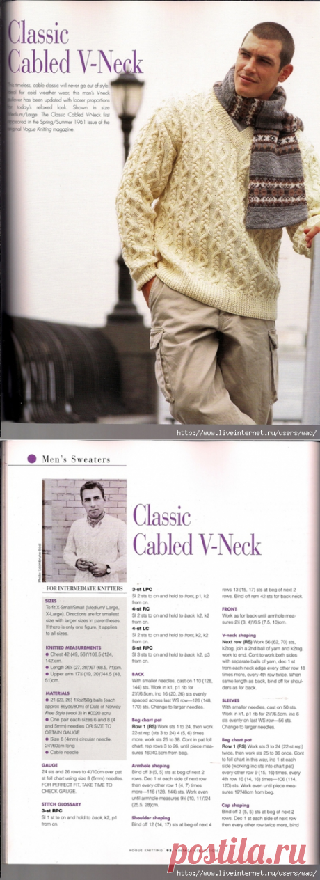 МУЖСКОЙ ПУЛОВЕР Vogue Knitting Vintage Collection Classic Knits(БЕЗ ПЕРЕВОДА)