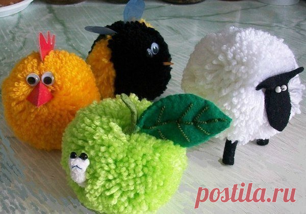 Игрушки из помпонов. Идеи для вдохновения