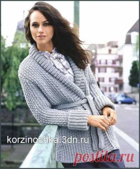 Вязаный кардиган серого цвета