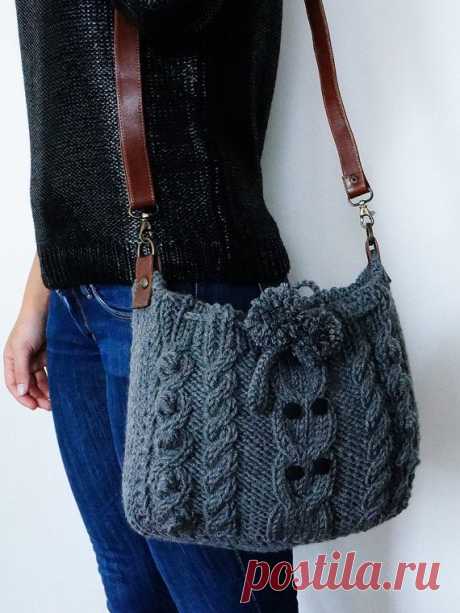 BAG // Gray Owl Messenger Bag With Orange Adjustable Long Genuine Lea…