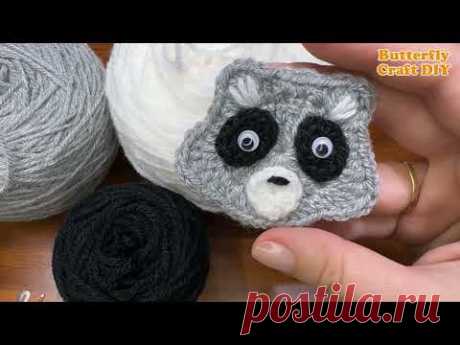 Crochet for Left Handed How to crochet raccoon applique