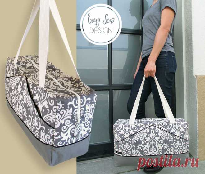 Stylin’ Damask & Canvas Duffle: Fabric Depot | Sew4Home