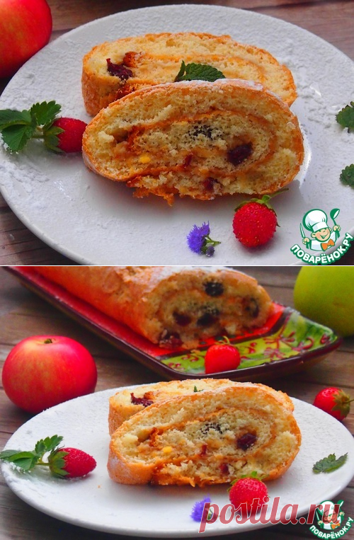 Быстрый яблочный рулет – кулинарный рецепт