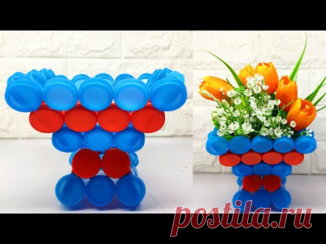 Ide Vas Bunga Dari Tutup Botol Plastik || Bottle Cups Craft Ideas