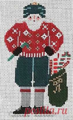 Designs by Petei - Candy Cane Santa - Needle Nook Candy Cane Santa (PT-734) is a Christmas occupational themed needlepoint canvas by Designs by Petei available from the Needle Nook of LaJolla.