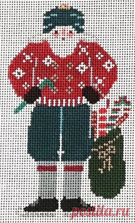 Designs by Petei - Candy Cane Santa - Needle Nook Candy Cane Santa (PT-734) is a Christmas occupational themed needlepoint canvas by Designs by Petei available from the Needle Nook of LaJolla.