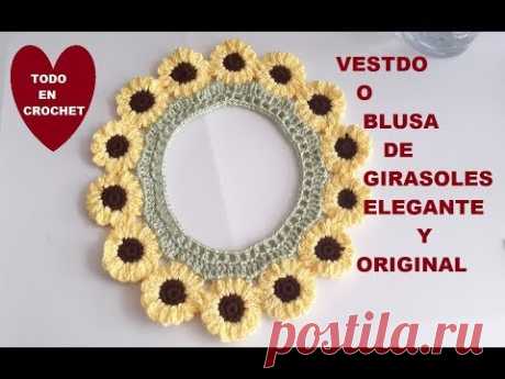 VESTIDO * BLUSA a Crochet de GIRASOLES * para niñas * paso a paso * ELEGANTE Y ORIGINAL