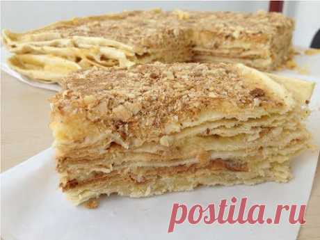 Торт &quot;Наполеон&quot; с заварным кремом (вкусный, домашний рецепт)