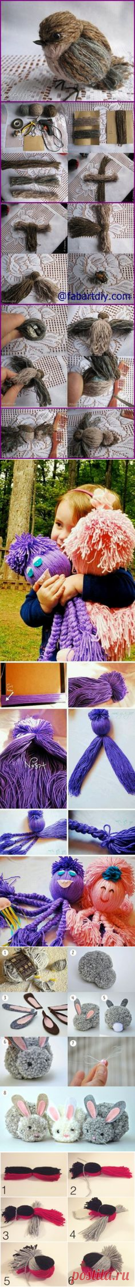 (84) DIY Cute Yarn Titmouse & Sparrows---- i think the realist ones are a little creepy but the blue one is cute :) #LOL | DIYS
