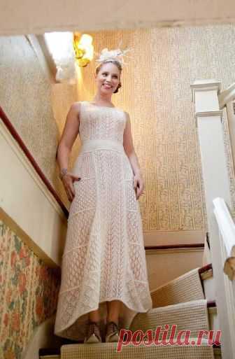 Silvermine Knitting pattern by Stephanie Klose | Knitting Patterns | LoveKnitting Named for our wedding venue, the Silvermine Tavern in Norwalk, CT, this dress has a modernized Gibson Girl silhouette, with the straight front skirt panel and fullness around the sides and back and a fitted bodice. While it makes a spectacular wedding dress, it would be equally stunning in almost any color for any formal occasion.The knitting itself is not at all difficult and could be ably d...