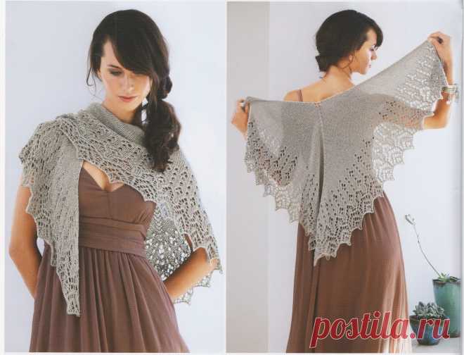 Тонкая шаль с ажурной каймой. Спицами. / knittingideas.ru