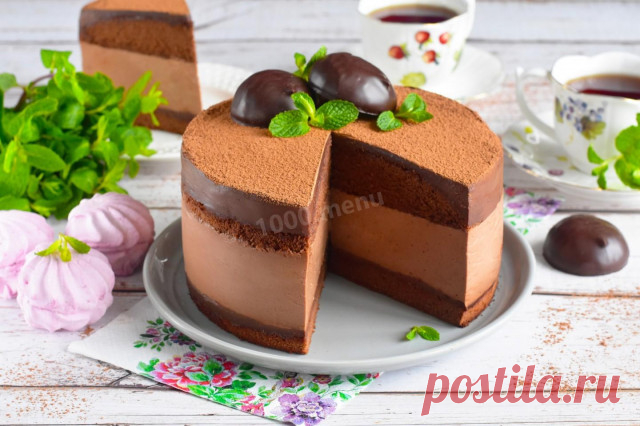 Шоколадный муссовый торт бисквитный рецепт фото пошагово и видео - 1000.menu