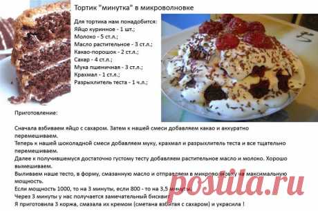 Тортик за минуту в микроволновке.
