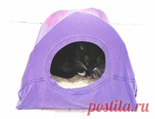 Палатка для кота из старой футболки