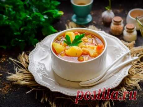 ​Постный томатный суп с булгуром