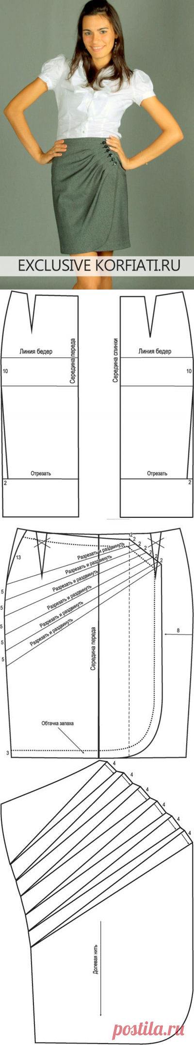 Юбка с запахом - выкройка от Анастасии Корфиати