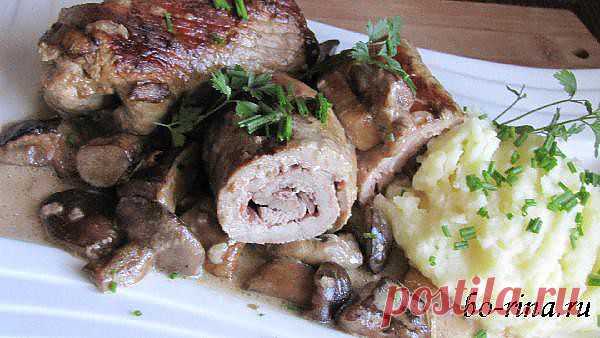 Мясные рулеты в грибном соусе | 4vkusa.ru