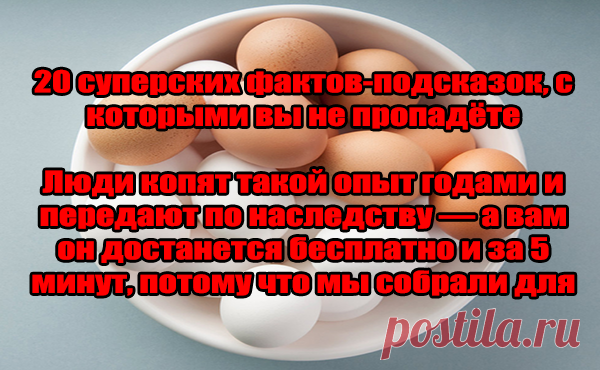 20 суперских фактов-подсказок, с которыми вы не пропадёте Люди копят такой опыт годами и передают по наследству — а вам он достанется бесплатно и за 5 минут, потому что мы собрали для вас лучшие короткие лайфхаки в рунете! - Кулинария онлайн 20 суперских фактов-подсказок, с которыми вы не пропадёте Люди копят такой опыт годами и передают по наследству — а вам он достанется бесплатно и за 5 минут, потому что мы собрали для вас лучшие короткие лайфхаки в рунете!