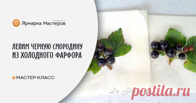 Лепим веточку черной смородины из холодного фарфора Лето... дача... и, конечно же, черная смородина! Такая красивая и вкусная ягода, что хочется слепить! Сегодня я вам покажу, как слепить с натуры небольшую веточку черной смородины из самозатвердевающей полимерной глины («холодного фарфора»).