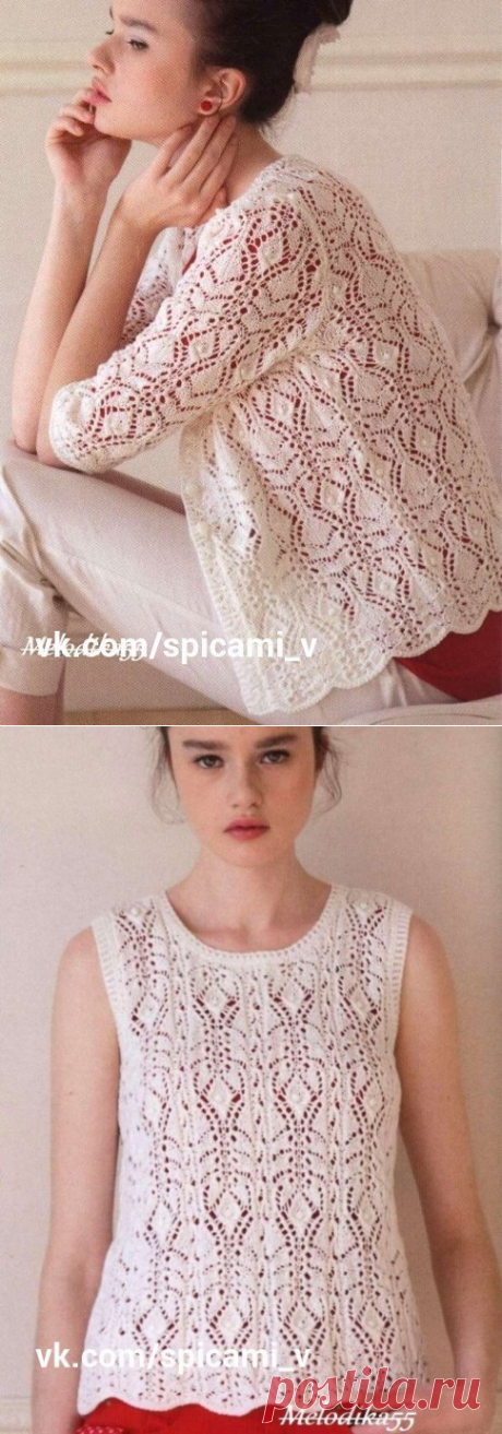 Ажурная двойка - топ и жакет спицами — Сделай сам, идеи для творчества - DIY Ideas