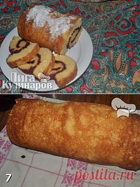 Быстрый рулет к чаю без жиров — рецепт пошаговый от Лиги Кулинаров