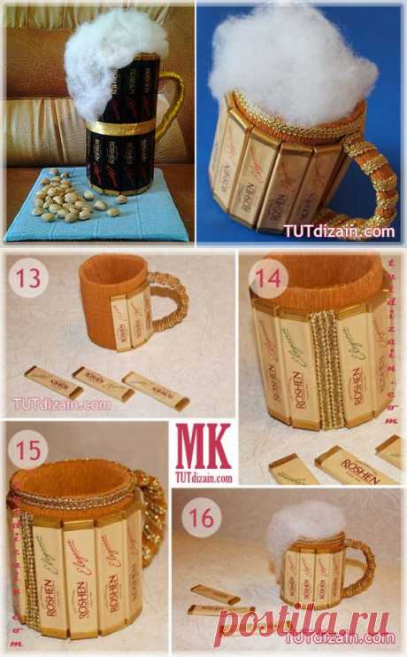 Пивная кружка из конфет &amp;raquo; Планета рукоделия