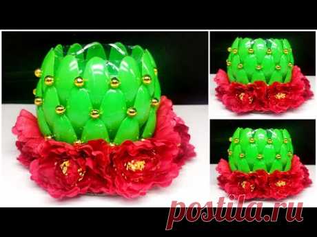 Ide Kreatif Vas Bunga Dari Sendok Plastik || Plastic Spoon Flower Vase Craft ideas