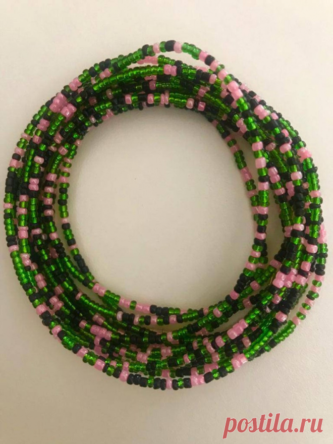 Черный розовый и зеленый смесь африканской талии бусы ручной | Etsy
