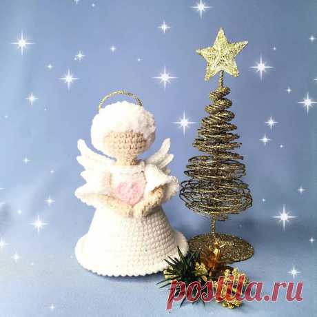 PDF Ангел крючком. FREE crochet pattern; Аmigurumi doll patterns. Амигуруми схемы и описания на русском. Вязаные игрушки и поделки своими руками #amimore - ангел, маленький ангелок, ангелочек, кукла, куколка, девочка, украшение.