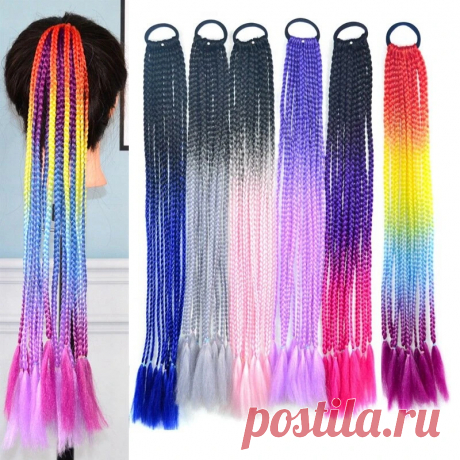 Halloween colored dirty braids high temperature fiber crochet small hair braids ponytail hair extensions Sale - Banggood.com