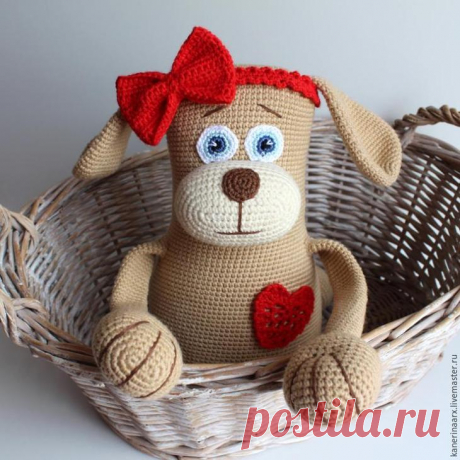 Вяжем милую собачку Сложность: средняя
Время работы: 3 дня Материалы: пряжа хлопок 100%, пряжа хлопок с акрилом, синтепух, резинка
Со слов автора. Давненько, как и многие тут, хотела сделать мастер-класс, и вот повод! В ...