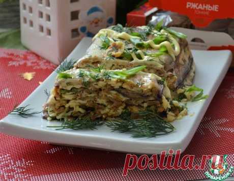 Баклажанный закусочный торт с яично-сырной начинкой – кулинарный рецепт