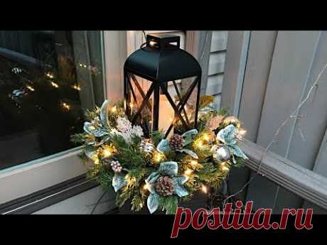 Easy Christmas Planters - Lantern Planter Floral Arrangement - Outdoor Decorating