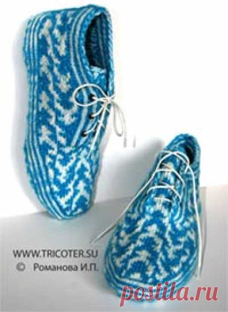 tricoter.su - Спицы - Жаккардовые тапочки со шнуровкой, кроссовки. (размер 40-42.) (Модель 79)