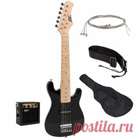 Гитарный набор для электрогитар Electric Guitar Kids 30&quot; Black Guitar With Amp + Case + Strap and More New купить