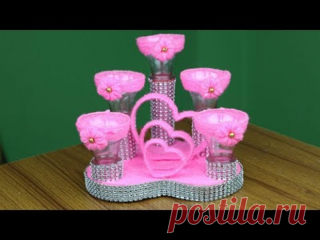 NEW Woolen Design For Home Decor || Woolen Showpiece Making With Waste Plastic Bottle - Reuse ideas